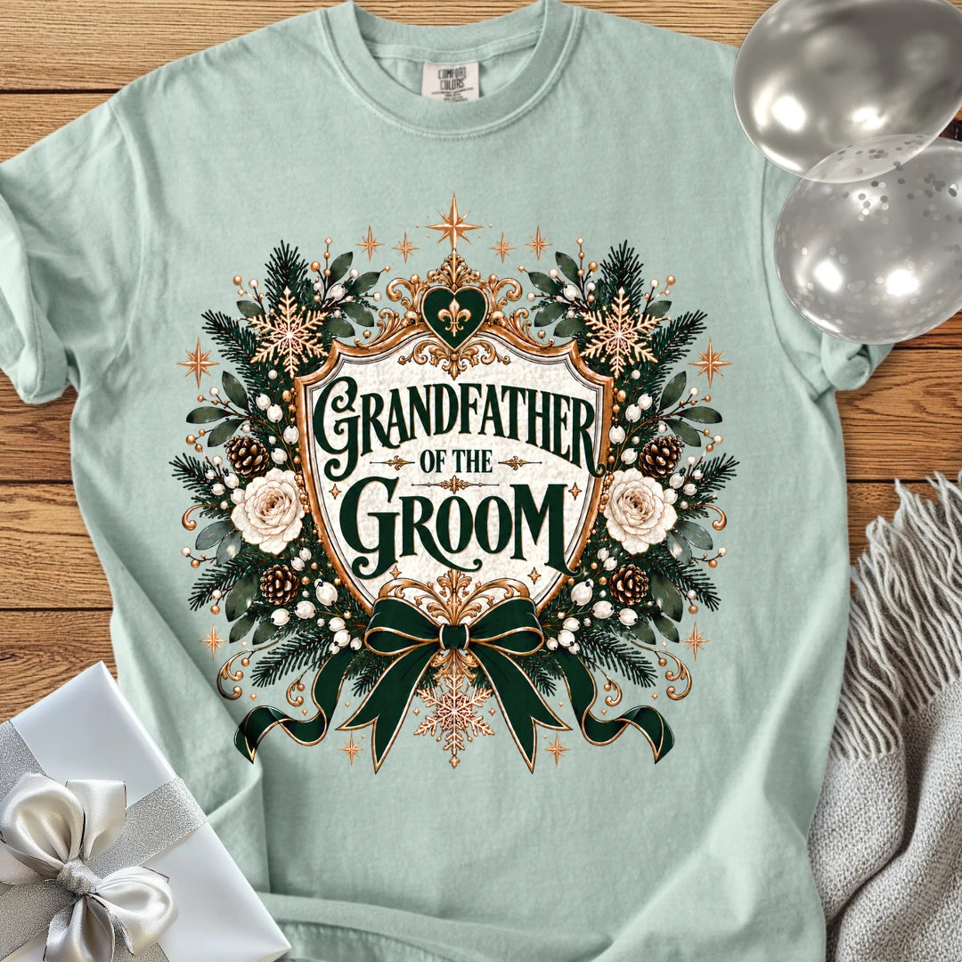 Grandfather of the Groom - Premium Winter Heirloom Wedding T-Shirt - Bay
