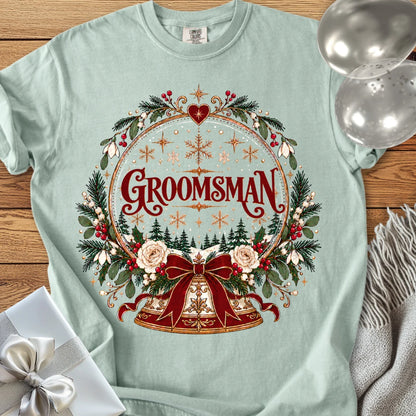 Groomsman - Premium Snowglobe Wedding T-Shirt - Bay
