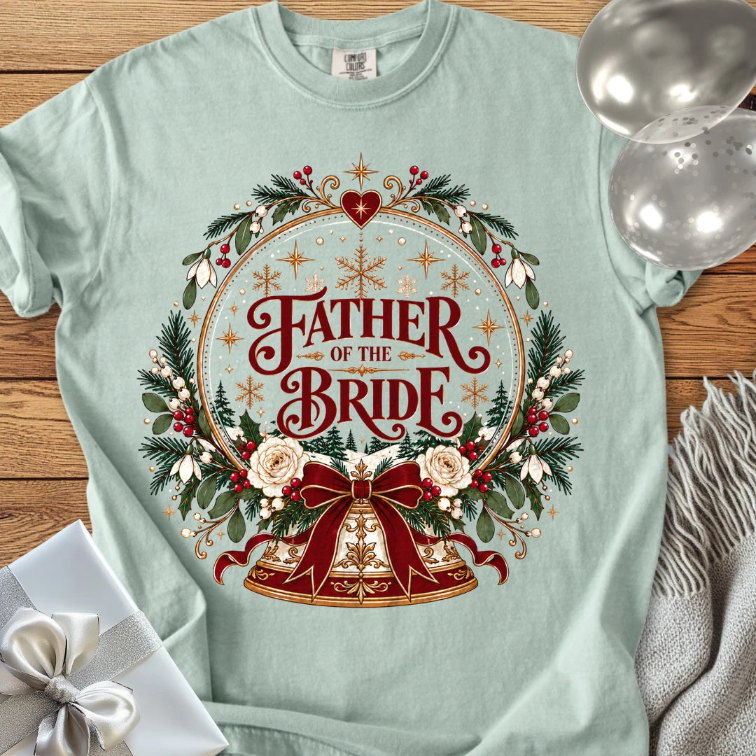 Father of the Bride - Premium Snowglobe Wedding T-Shirt - Bay