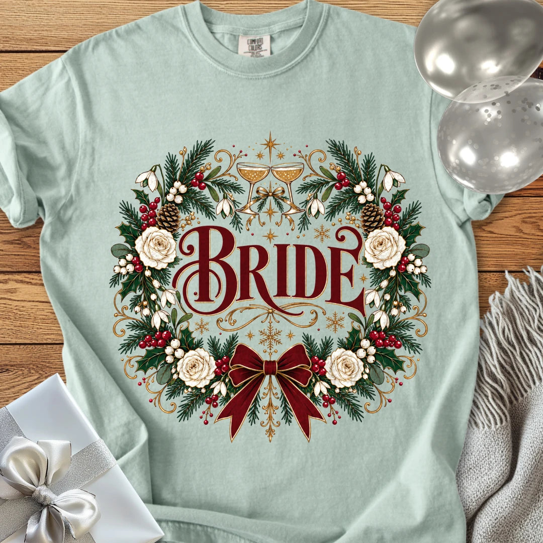 Bride - Premium Winter Crest Wedding T-Shirt - Bay