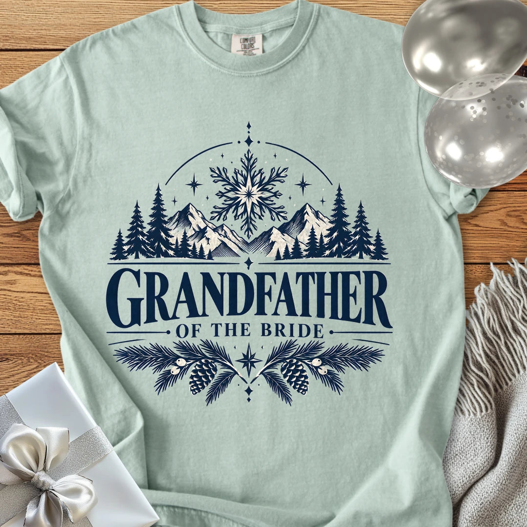 Grandfather of the Bride - Premium Winter Peaks Wedding T-Shirt - Bay
