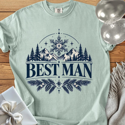 Best Man - Premium Winter Peaks Wedding T-Shirt - Bay