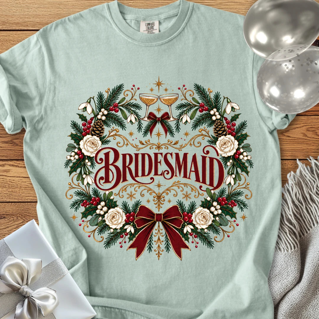 Bridesmaid - Premium Winter Crest Wedding T-Shirt - Bay