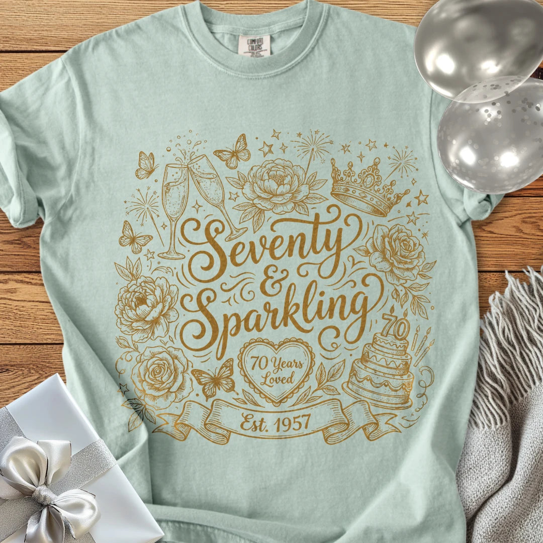 Seventy & Sparkling, Est. 1957 - Premium 70th Birthday T-Shirt - Bay