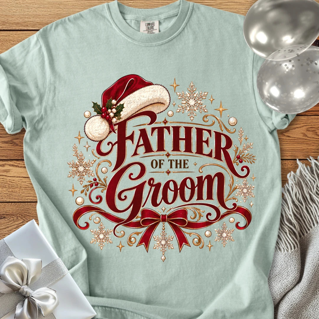 Father of the Groom - Premium Christmas Wedding T-Shirt - Bay