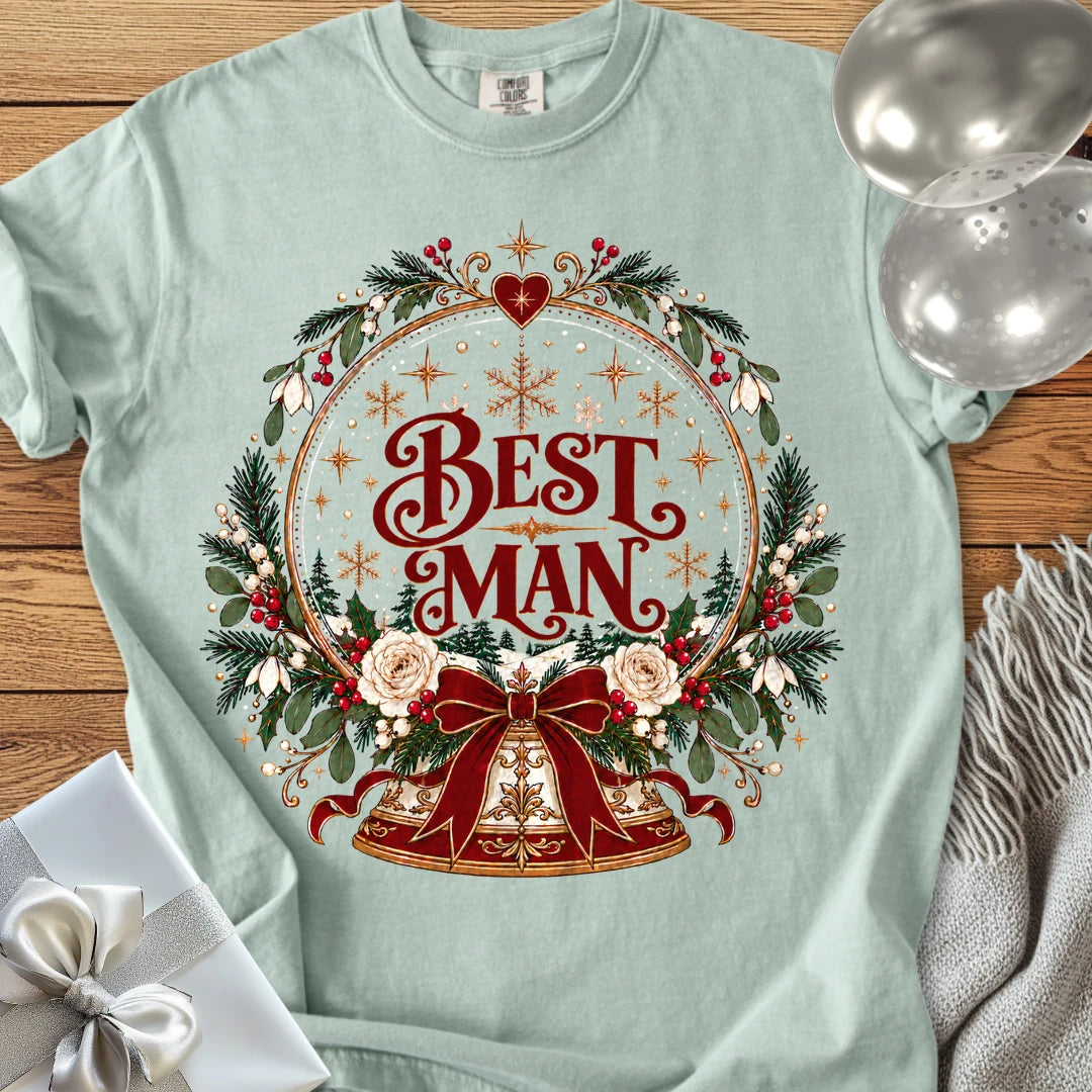 Best Man - Premium Snowglobe Wedding T-Shirt - Bay