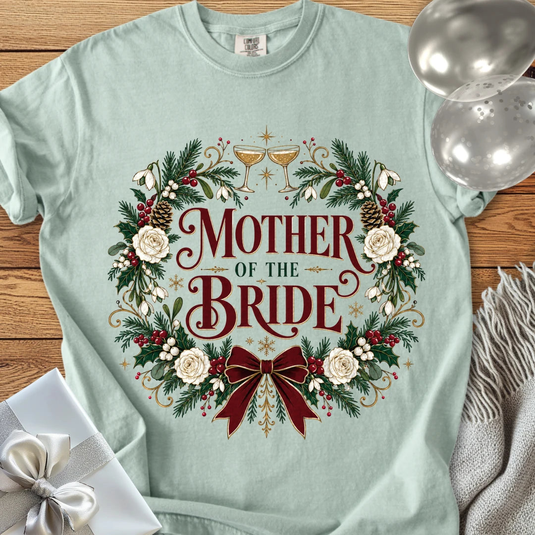Mother of the Bride - Premium Winter Crest Wedding T-Shirt - Bay