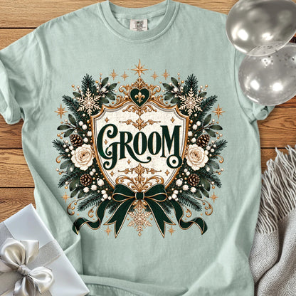 Groom - Premium Winter Heirloom Wedding T-Shirt - Bay