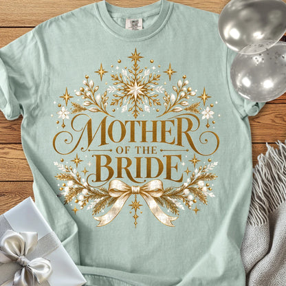 Mother of the Bride - Premium Winter Sparkle Wedding T-Shirt - Bay