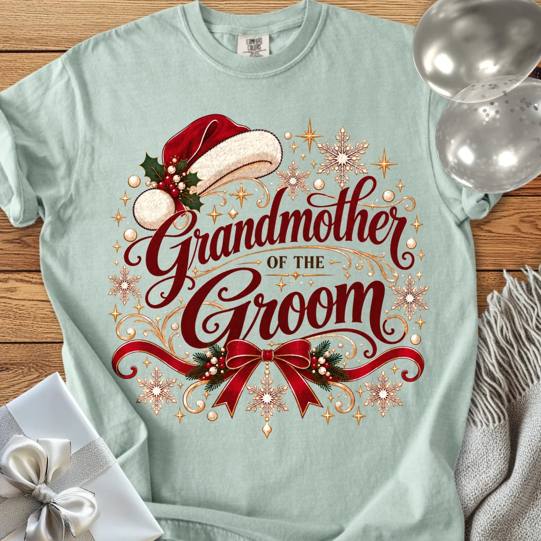 Grandmother of the Groom - Premium Christmas Wedding T-Shirt - Bay