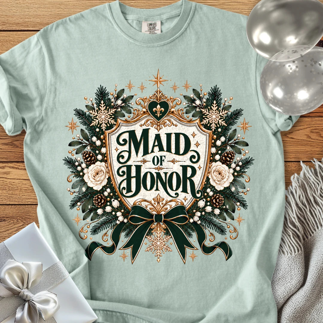 Maid of Honor - Premium Winter Heirloom Wedding T-Shirt - Bay