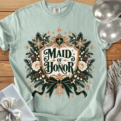Maid of Honor - Premium Winter Heirloom Wedding T-Shirt - Bay