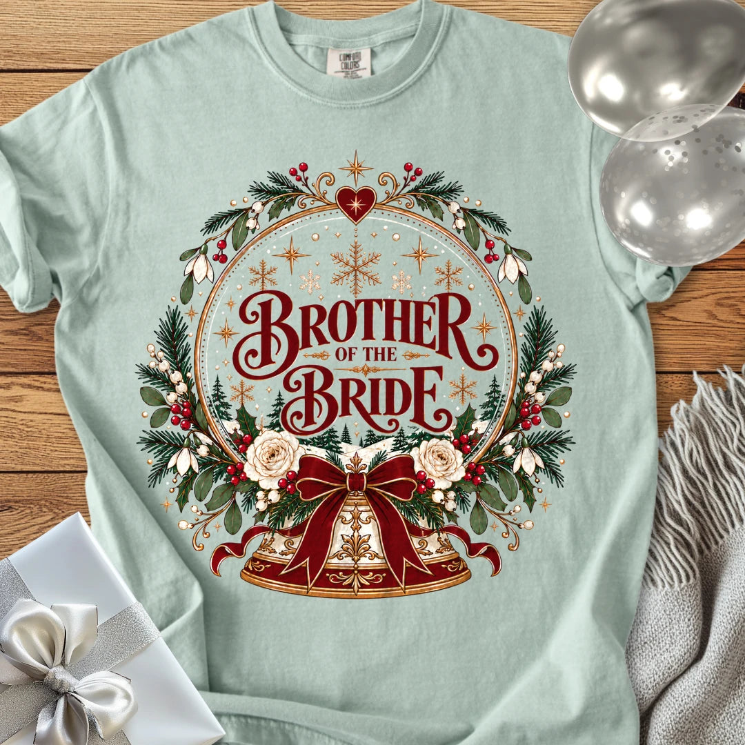 Brother of the Bride - Premium Snowglobe Wedding T-Shirt - Bay