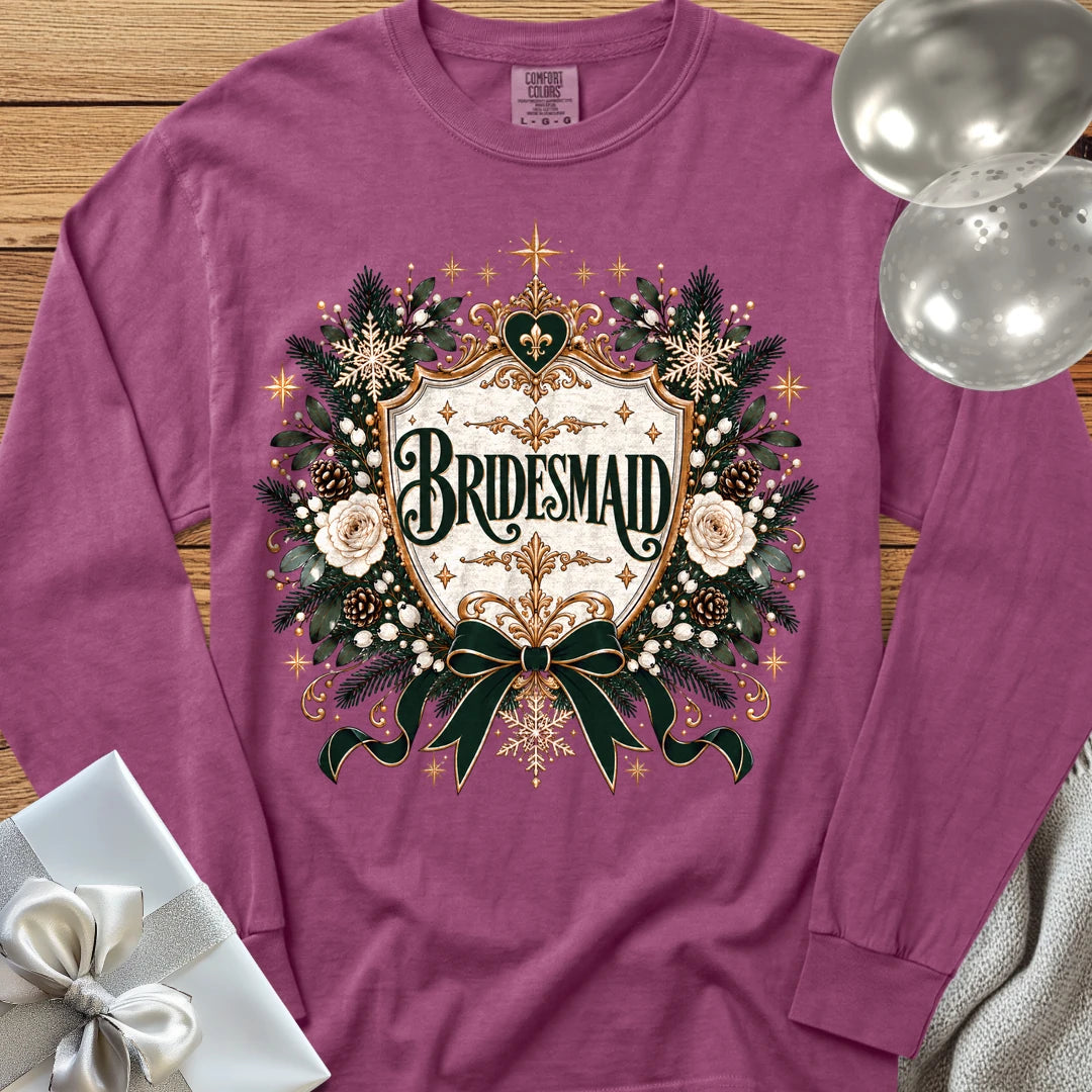 Bridesmaid - Premium Winter Heirloom Wedding Long Sleeve T-Shirt - Berry