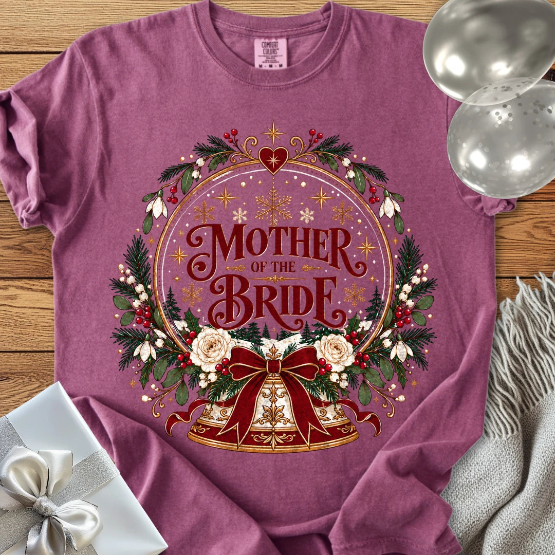 Mother of the Bride - Premium Snowglobe Wedding T-Shirt - Berry