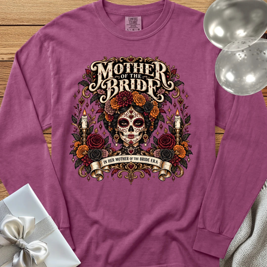 Mother of the Bride, In Her Mother of the Bride Era - Premium Halloween Wedding Long Sleeve T-Shirt - Berry
