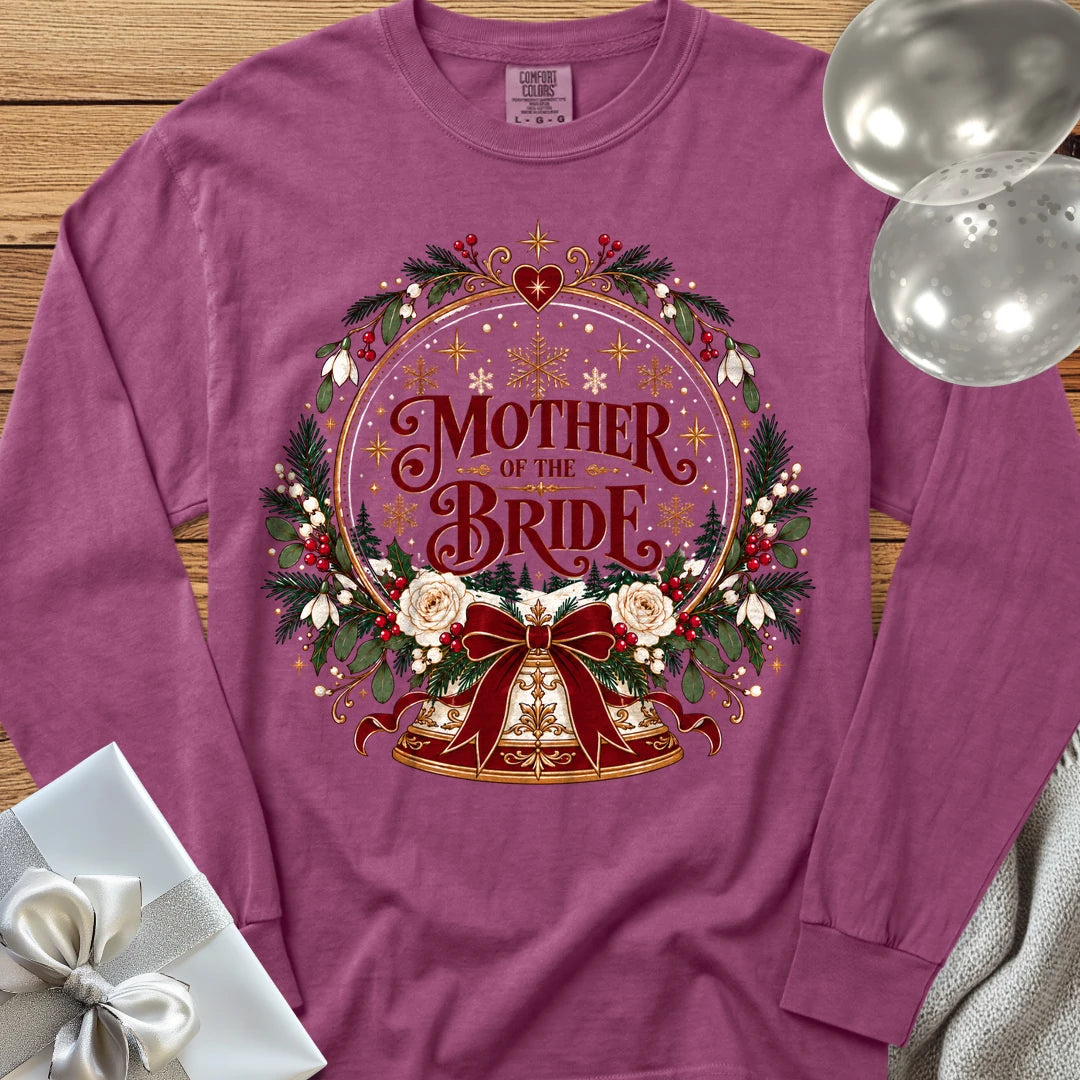 Mother of the Bride - Premium Snowglobe Wedding Long Sleeve T-Shirt - Berry