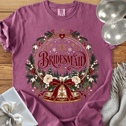 Bridesmaid - Premium Snowglobe Wedding T-Shirt - Berry