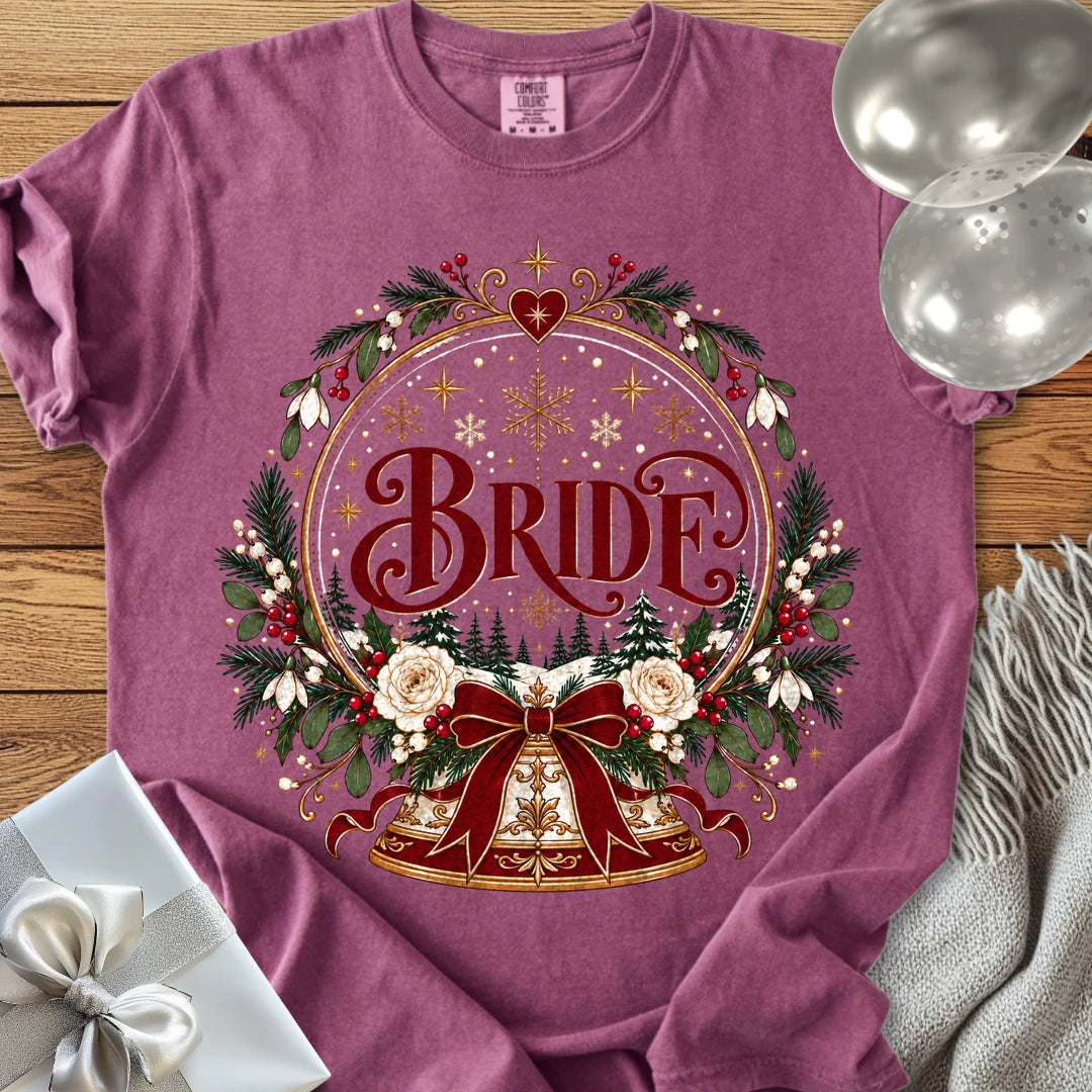 Bride - Premium Snowglobe Wedding T-Shirt - Berry