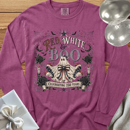 Red, White & Boo - Premium America 250 Halloween Long Sleeve T-Shirt - Berry