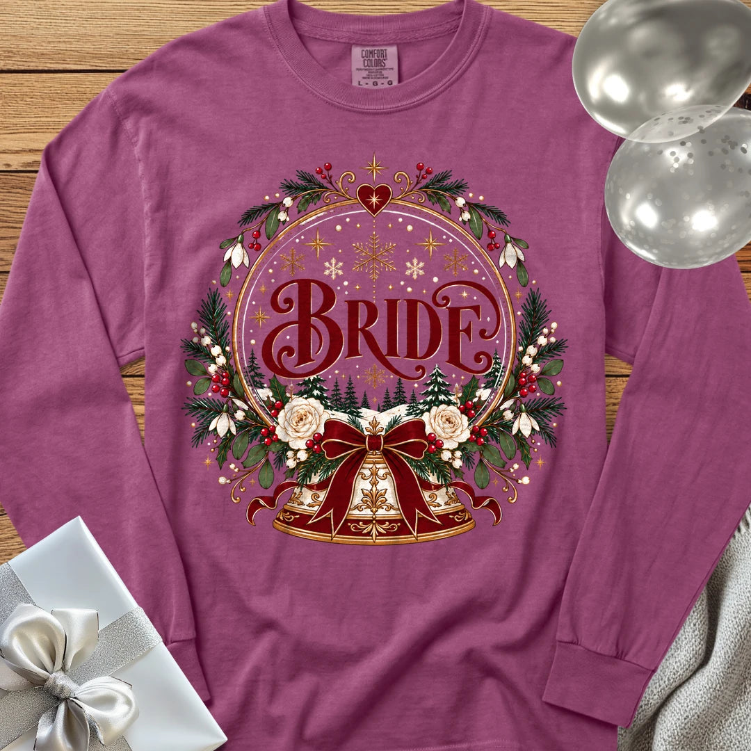Bride - Premium Snowglobe Wedding Long Sleeve T-Shirt - Berry