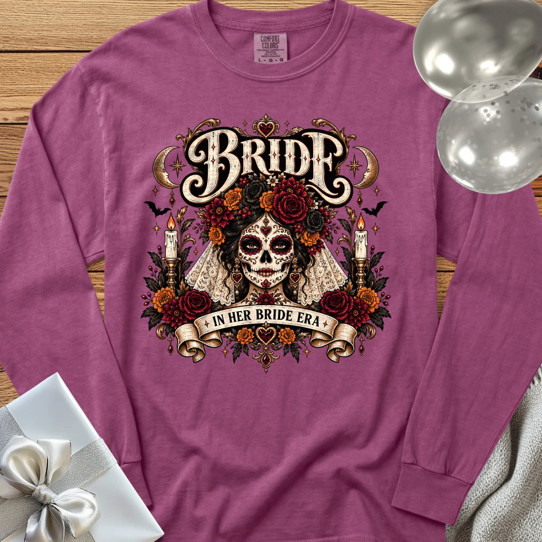 Bride, In Her Bride Era - Premium Halloween Wedding Long Sleeve T-Shirt - Berry