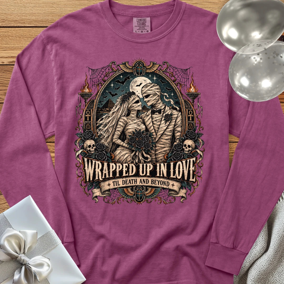 Wrapped Up in Love - Premium Halloween Wedding Long Sleeve T-Shirt - Berry