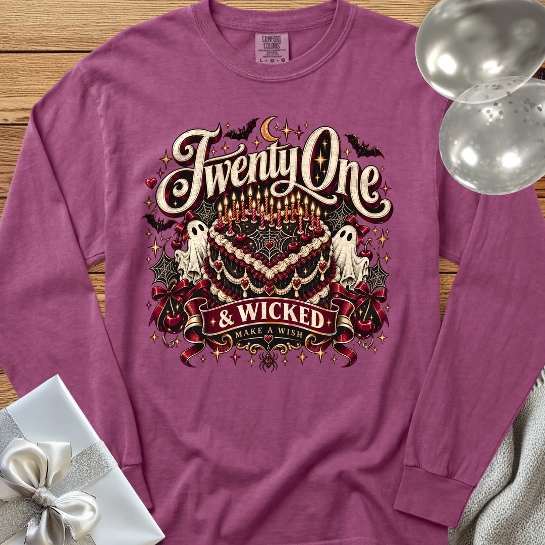 Twenty One & Wicked - Premium Halloween Long Sleeve T-Shirt - Berry