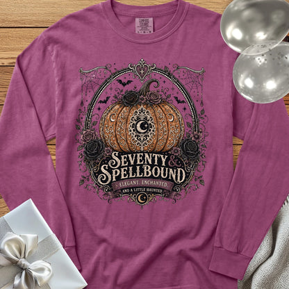 Seventy & Spellbound - Premium Halloween 70th Birthday Long Sleeve T-Shirt - Berry