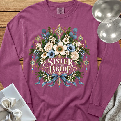 Sister of the Bride - Premium Winter Botanical Wedding Long Sleeve T-Shirt - Berry