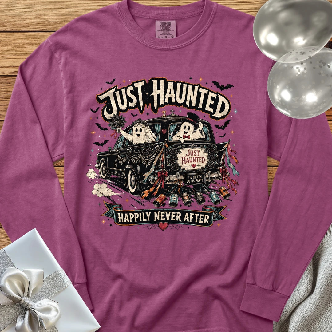Just Haunted - Happily Never After - Premium Halloween Wedding Long Sleeve T-Shirt - Berry