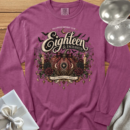 Eighteen & Enchanted - Premium Halloween 18th Birthday Long Sleeve T-Shirt - Berry