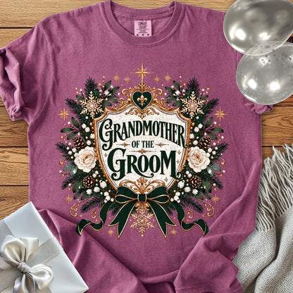 Grandmother of the Groom - Premium Winter Heirloom Wedding T-Shirt - Berry