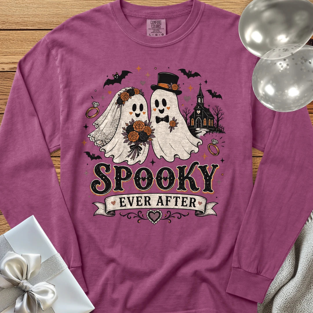 Spooky Ever After - Halloween Wedding Long Sleeve T-Shirt - Berry