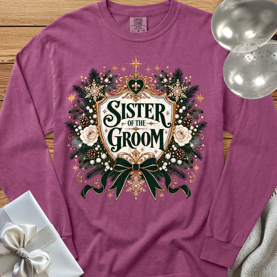 Sister of the Groom - Premium Winter Heirloom Wedding Long Sleeve T-Shirt - Berry