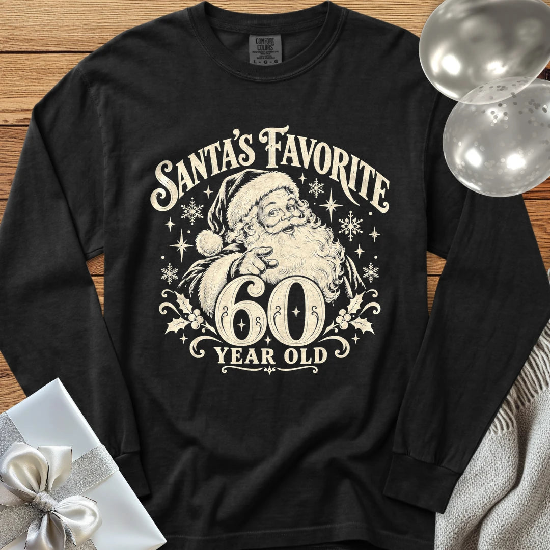 Santa’s Favorite 60-Year-Old - Premium Christmas 60th Birthday Long Sleeve T-Shirt - Black