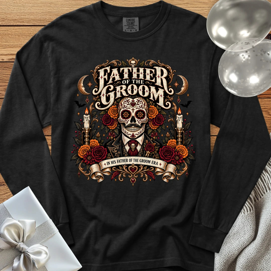 Father of the Groom, In His Father of the Groom Era - Premium Halloween Wedding Long Sleeve T-Shirt - Black