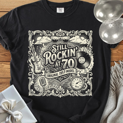Still Rockin' at 70, Original 1957 Model - Premium 70th Birthday T-Shirt - Black