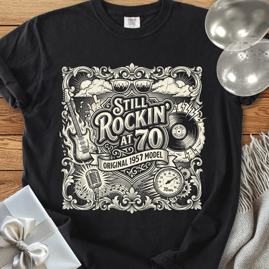 Still Rockin' at 70, Original 1957 Model - Premium 70th Birthday T-Shirt - Black