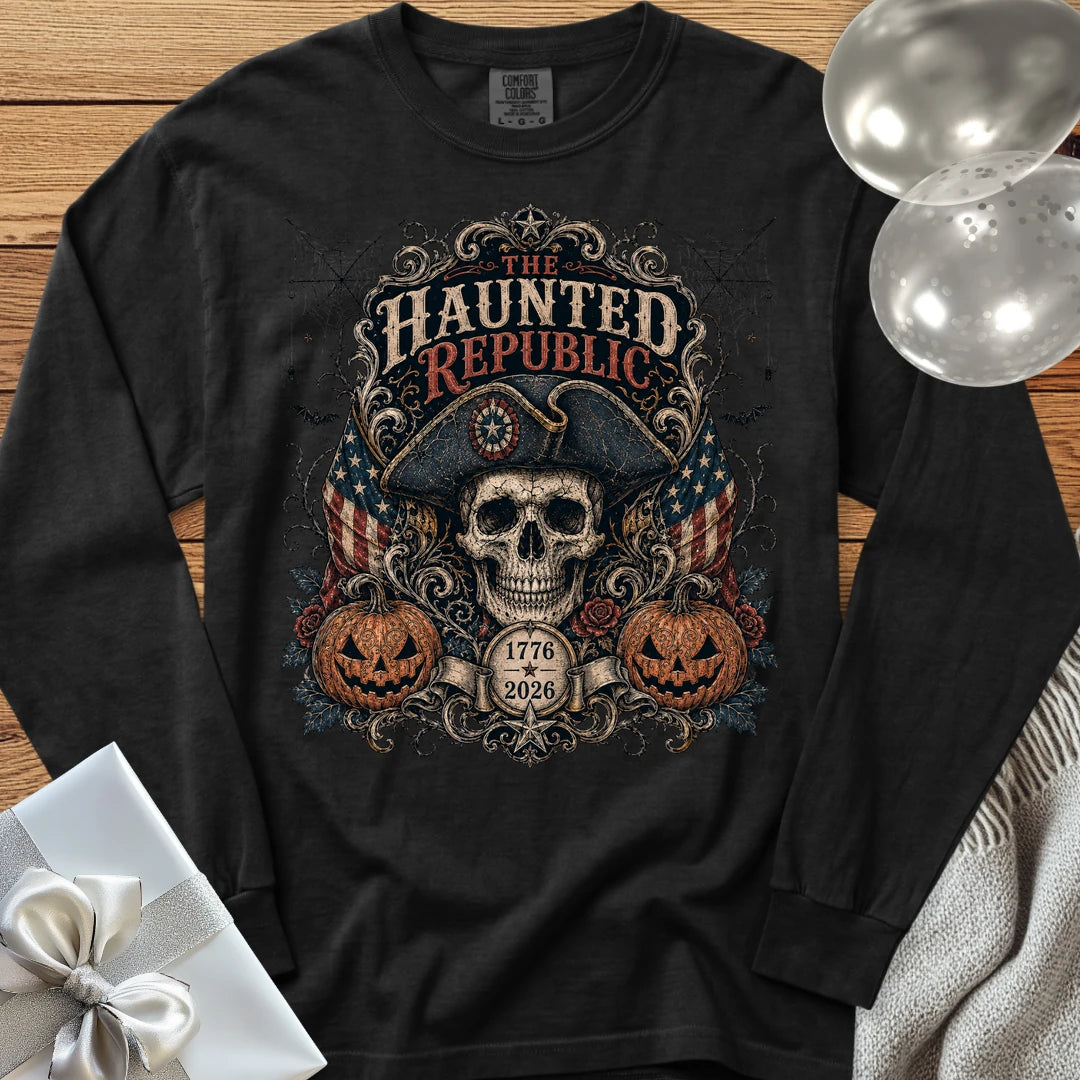 Haunted Republic - Premium America 250 Halloween Long Sleeve T-Shirt - Black