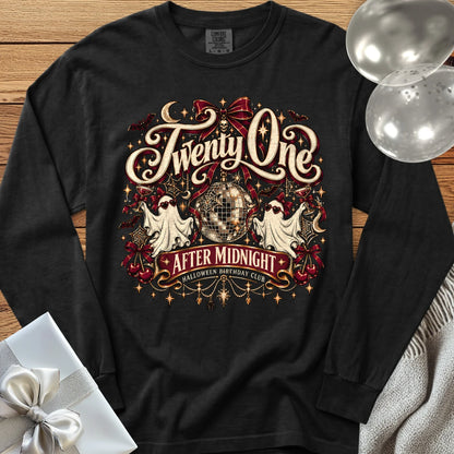 Twenty One After Midnight, Halloween Birthday Club - Premium Halloween 21st Birthday Long Sleeve T-Shirt - Black