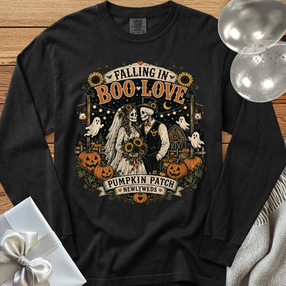 Falling in Boo-Love - Premium Halloween Newlywed Long Sleeve T-Shirt - Black