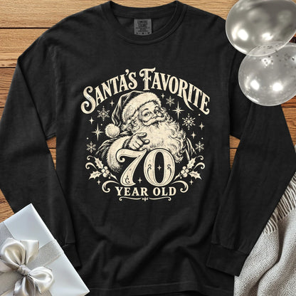 Santa’s Favorite 70-Year-Old - Premium Christmas 70th Birthday Long Sleeve T-Shirt - Black