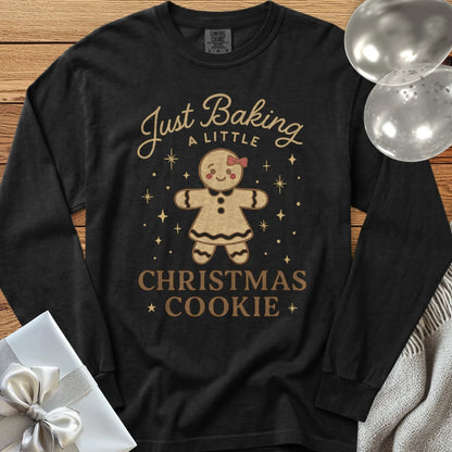 Just Baking a Little Christmas Cookie - Premium Christmas Pregnancy Long Sleeve T-Shirt - Black
