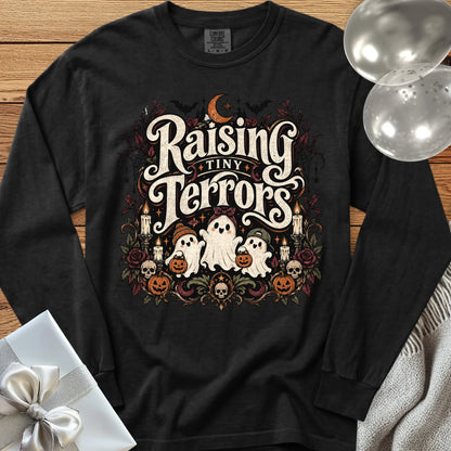 Raising Tiny Terrors - Premium Halloween Long Sleeve T-Shirt - Black