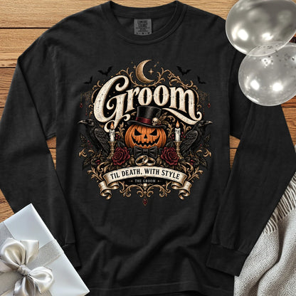 Groom - Premium Halloween Wedding Long Sleeve T-Shirt - Black