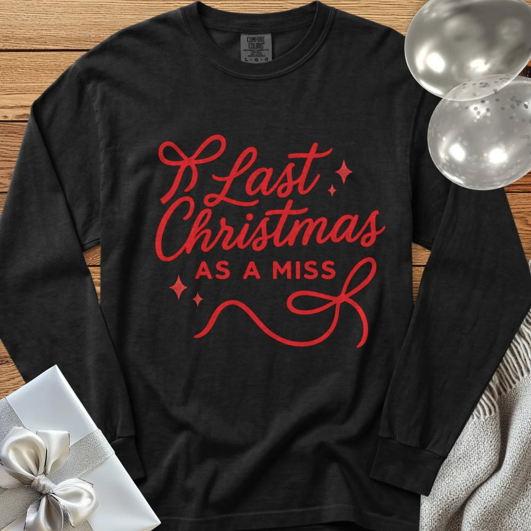 Last Christmas as Miss - Premium Engagement Long Sleeve T-Shirt - Black