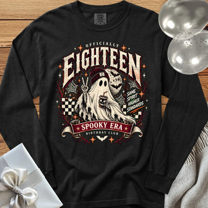 Officially Eighteen, Spooky Era - Premium Halloween 18th Birthday Long Sleeve T-Shirt - Black
