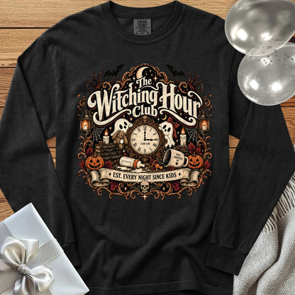 Witching Hour Club, Est. Every Night Since Kids - Premium Halloween Parenting Long Sleeve T-Shirt - Black