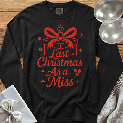 Last Christmas as Miss (Present) - Premium Engagement Long Sleeve T-Shirt - Black